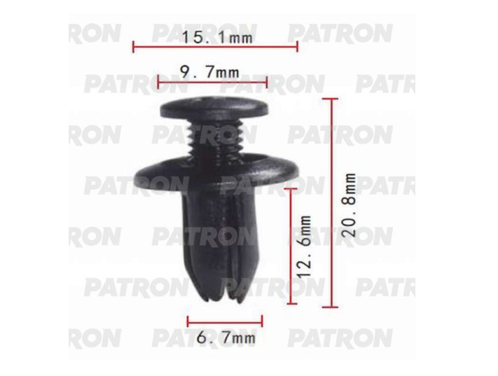 Клипса пластмассовая GM, Infiniti, Lexus, Mazda, Mitsubishi, Nissan, Toyota применяемость: бампер, подкрылок (P370024 PATRON)