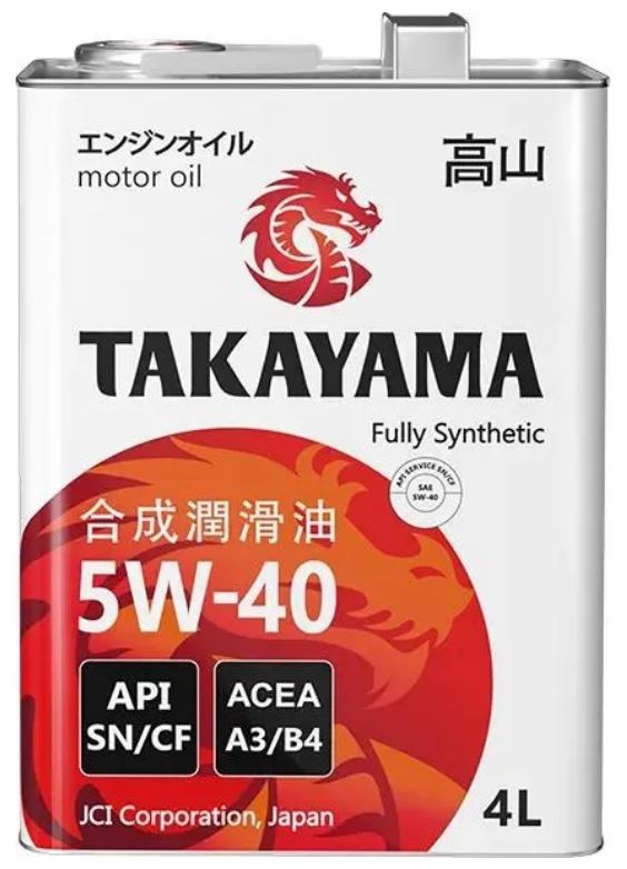 TAKAYAMA SAE 5W-40 API SN CF, ACEA A3 B4 4л (605045 TAKAYAMA)