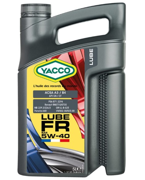 YACCO 5W40 LUBE FR 5L ACEA A3B4,API SNCF (305422 YACCO)