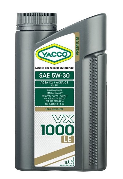 YACCO 5W30 VX 1000 LE 1L ACEA C2C3,API SN  (307125 YACCO)