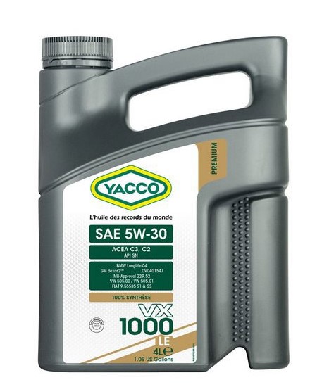 YACCO 5W30 VX 1000 LE 4L ACEA C2C3,API SN (307128 YACCO)