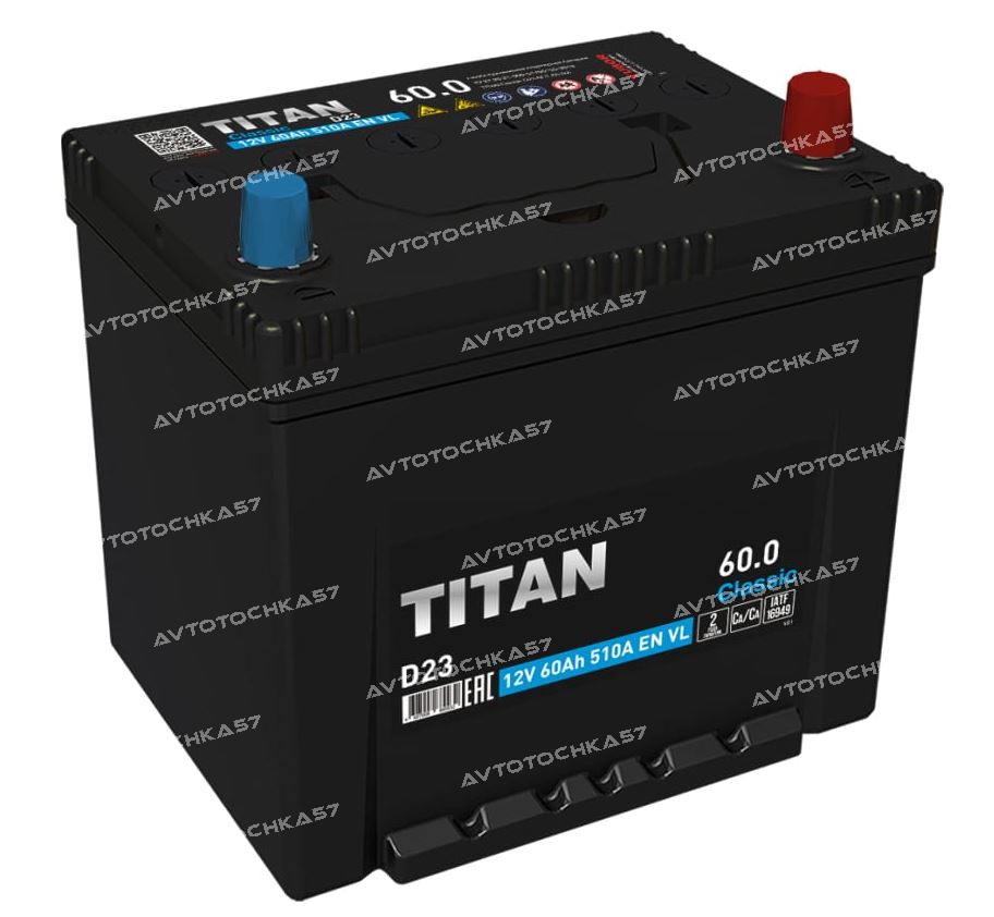 Аккумулятор TITAN ASIA 60 Ач Обратная 230x175x223 EN510 А (4607008889932 TITAN)