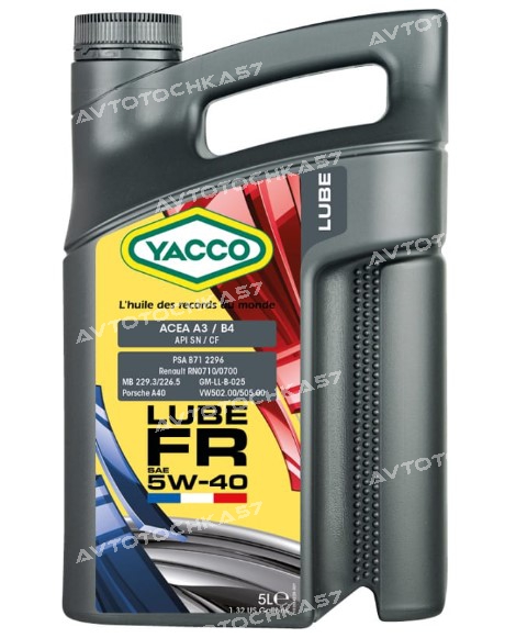 YACCO 5W40 LUBE FR 5L ACEA A3B4,API SNCF (305422 YACCO)